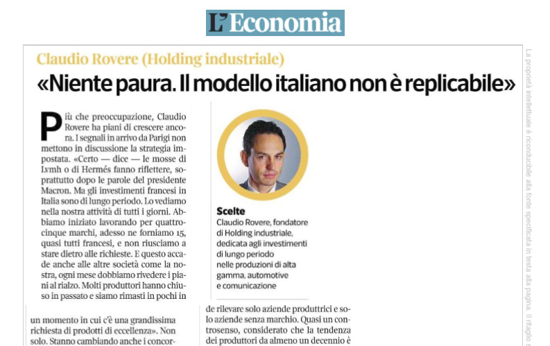Intervista a Rovere - Corriere Economia